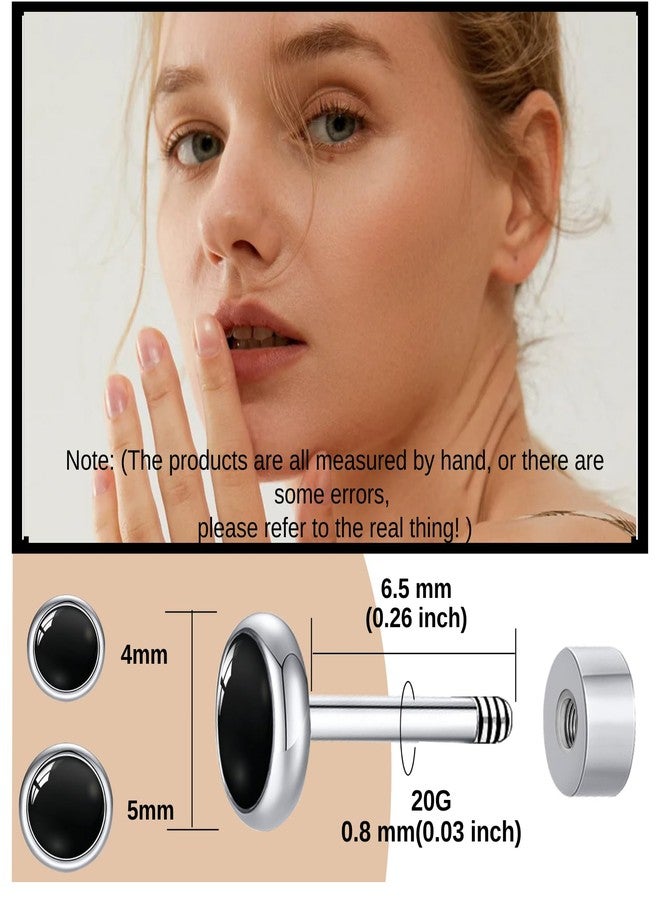 BLISI Black Onyx Pure Titanium Stud Earrings 4mm Natural Stone Women Earrings Hypoallergenic Gemstone Earring for Sensitive Ears 20G - Image 2